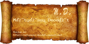 Mátyássy Deodát névjegykártya